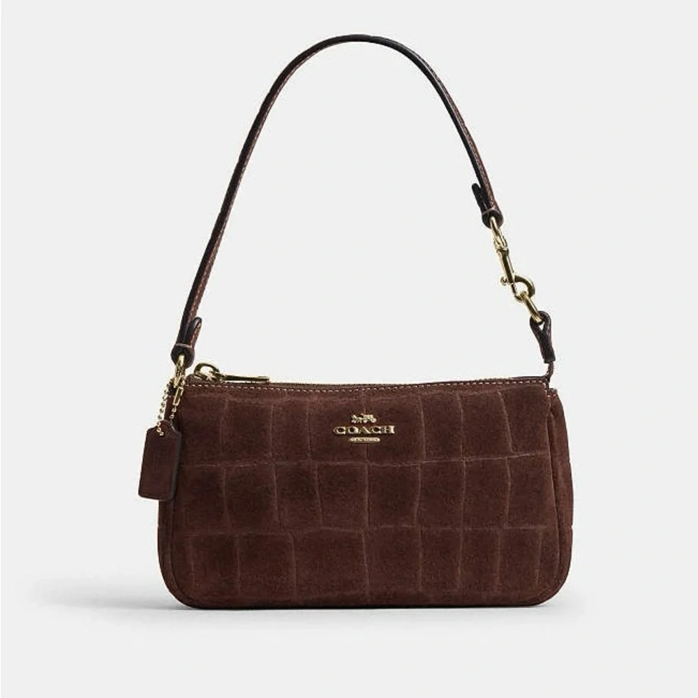 COACH CCF61 Nolita 19 Crocodile-embossed suede and smooth leather Gold/Maple